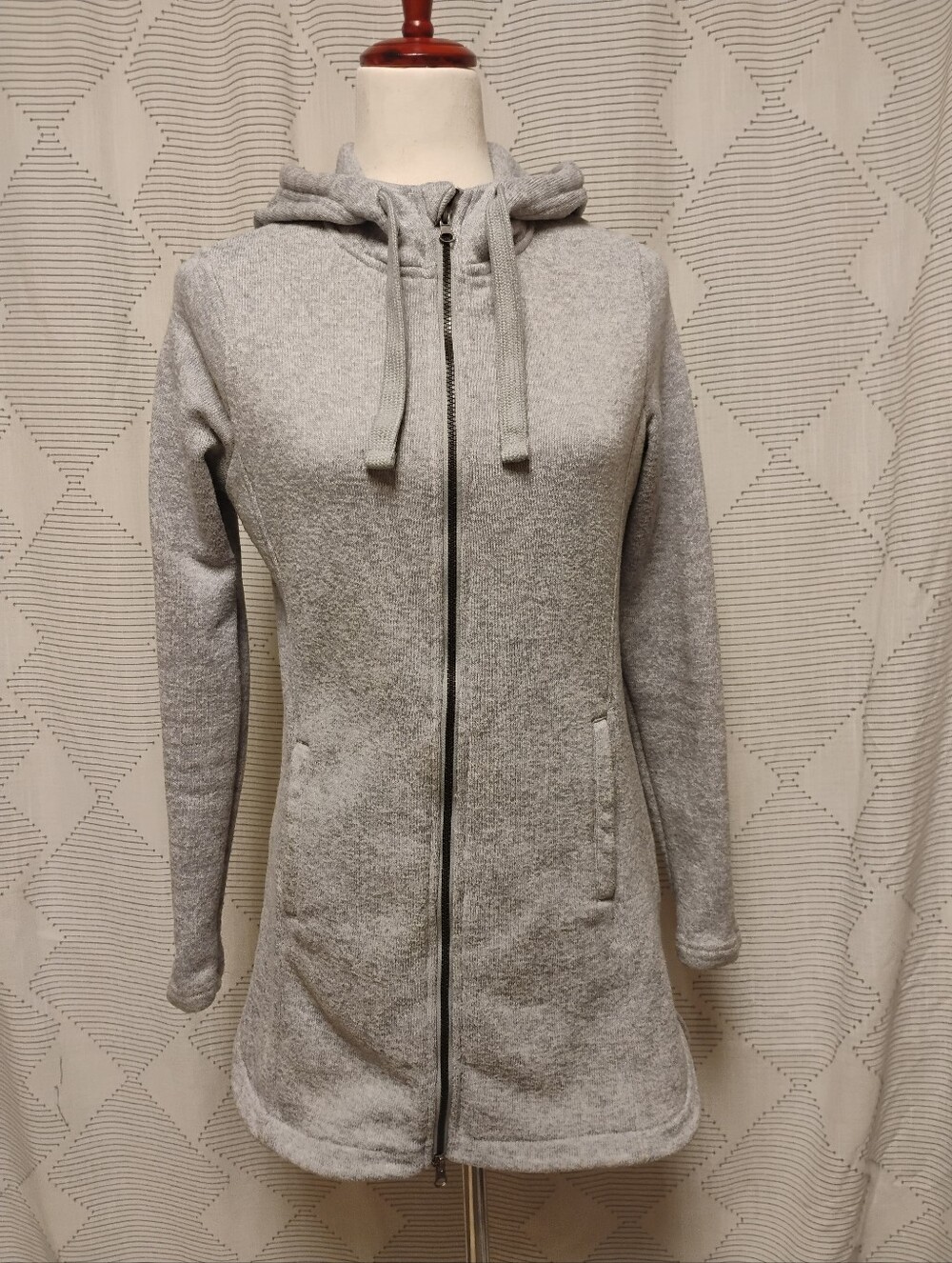 Mondetta Sport Full Zip Long Grey Fleece Hoodie Women's Size Medium